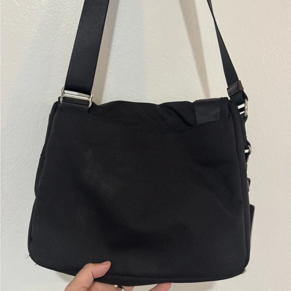 Tumi Crossbody Messenger Bag Small Black Brown Ballistic Nylon Travel (3785)